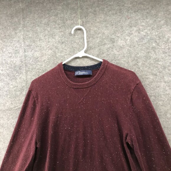 Gap Cotton Cashmere Sweater Mens M Burgundy Speckled Crewneck Pullover Wine - Picture 3 of 8